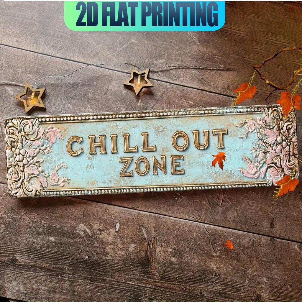 Customizable Rustic Aluminum Wall Plaque Leisure Area Sign Indoor Outdoor Cafe Garage Porch Decor 40x10cm