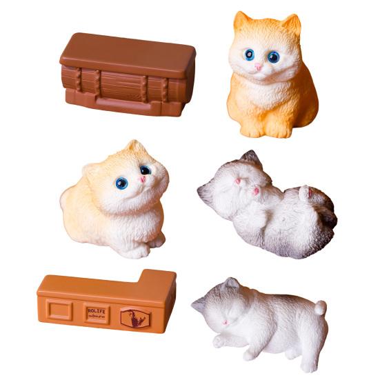 Mini Cat Figurine Micro Resin Animal Ornament Cute Kitten Cake Topper Decoration for DIY Moss Landscape Fairy Garden Decor