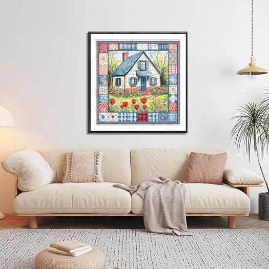 500Pcs/Set Vintage Collage Jigsaw Puzzle Patchwork Bloom House Puzzle Challenge Game Educational Paper Puzzle Toy Holiday Home Decoration