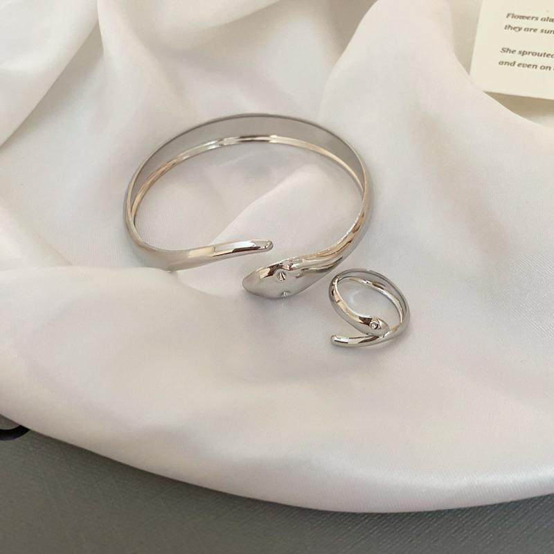Metal Glossy Oval Open Bracelet Ring Ins Personalized Versatile Bracelet Light Luxury High-end Jewelry