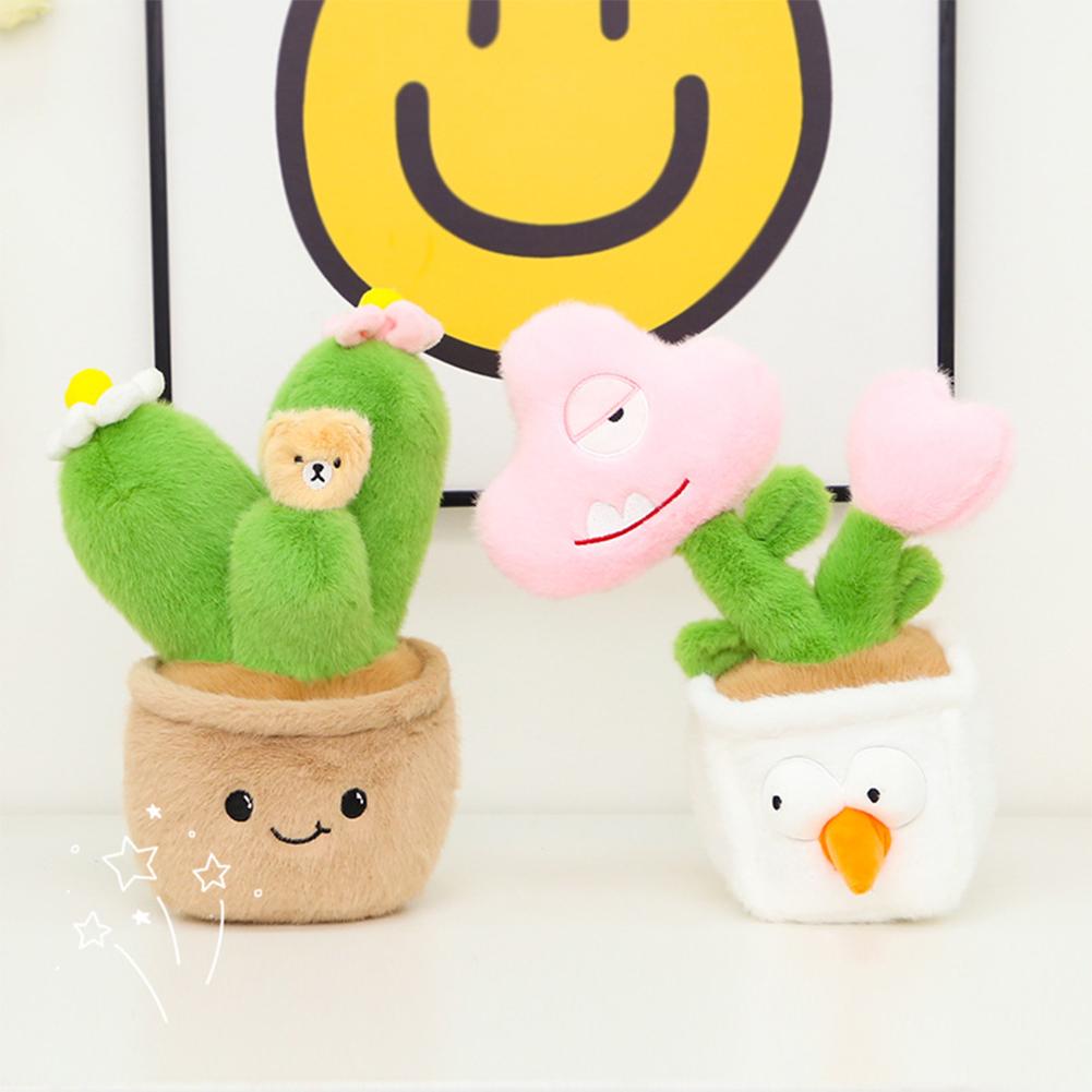 Creative Potted Plant Plush Toy Cute Flower Plush Doll Lifelike Tulip Cactus Cedar Sunflower Plush Stuffed Toys Gifts For Boys Girls