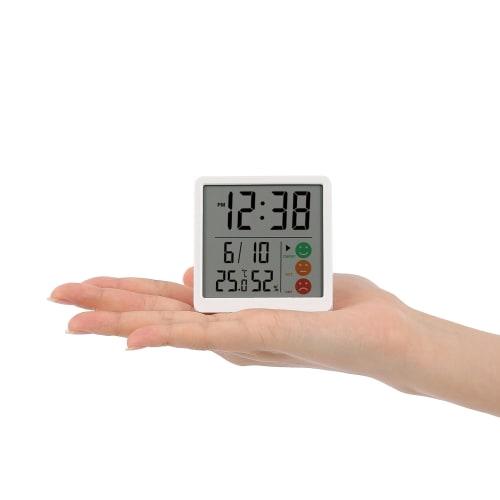 MAG Thermometer/Hygrometer, Digital Temperature and Humidity Meter, Environmental Guide Display, Comfortable, High Humidity, Dry, Clock Display, Compa