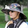 New sun hat with fan men's and women's summer outdoor fishing sun protection hat face cover print mountaineering big eaves bucket hat