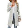 Women's Open Front Long Sleeve Long Knit Cardigan Loose Fit with Side Pockets Casual Fall Outerwear