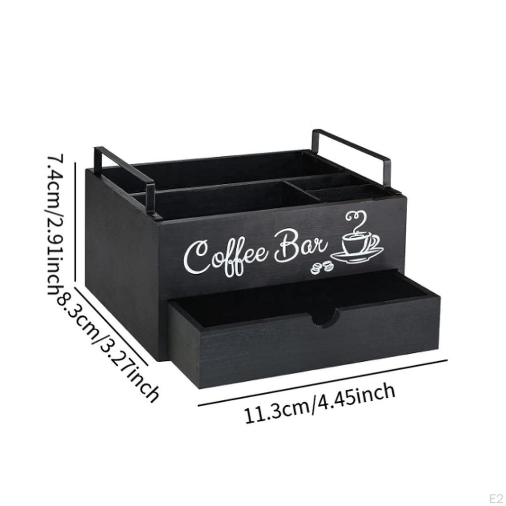 Coffee Organizer for Countertop, Wooden Holder and Accessories