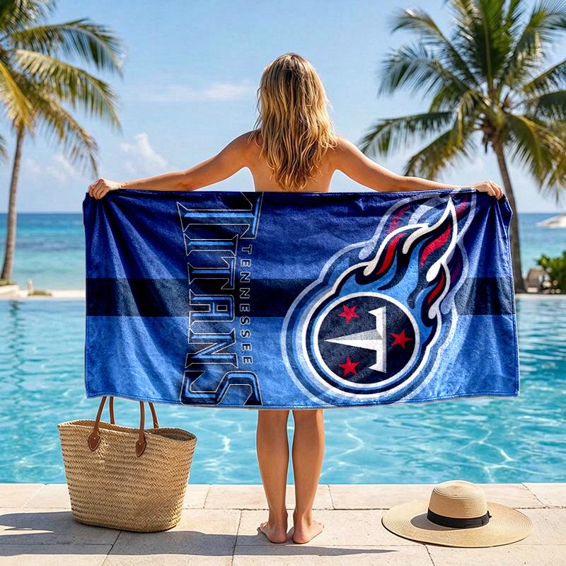 Tennessee Titans Fan Gear Beach Towel Microfiber Beach Towel, Lightweight and Quick-Dry, for Summer Travel, Swimming Pool Fan Birthday Gift