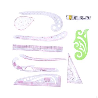 10Pcs French Curve Ruler Set Tailors Pattern Making Rulers Clear Dress Maker for Fashion