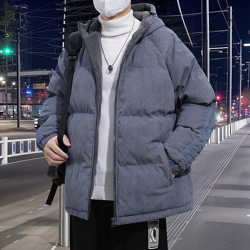 Neue Wintermode Lässig Sport Cord Baumwolle Mantel Herren Stehkragen Zwei-Riegel Kontrastierend Jugend Baumwolle Mantel Jacke