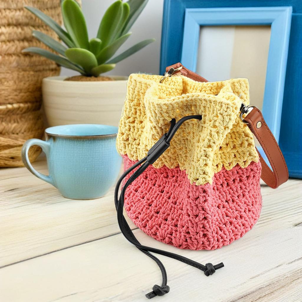 19.45 Inch Drawstring Strap Replacement for Bucket Bag Purse Crochet Bag PU Detachable Pull Cord Adjustable Keeper Strap