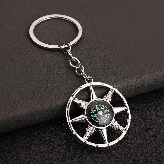 Kompassnyckelring Legering Mini Kompass Väskberlock Utomhus Camping Ryggsäcksberlock Nyckelring Present till Vandrare
