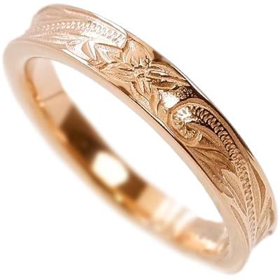 July Hawaiian Jewelry Ring, Thin, Plumeria Scroll Design, Curved Edge, Hypoallergenic, Surgical Stainless Steel, Insta Pink Gold, Size 15