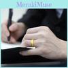 Unique Retro Brass Gold Plated Wide Open Ring For Men Featuring Prosperity Symbol Design