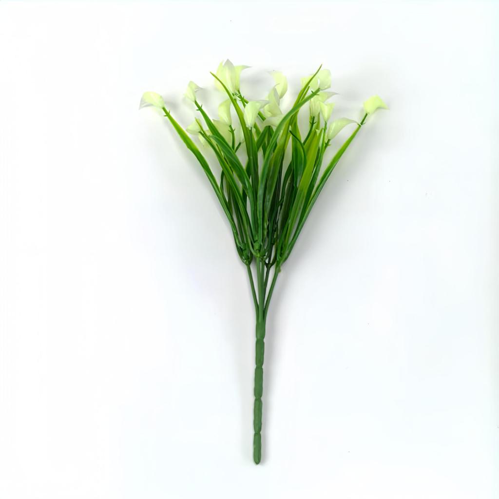 UV-Resistant Fake Calla Lily Bouquet, 5-Prong Spring Grass, for Weddings and Hotel Decor