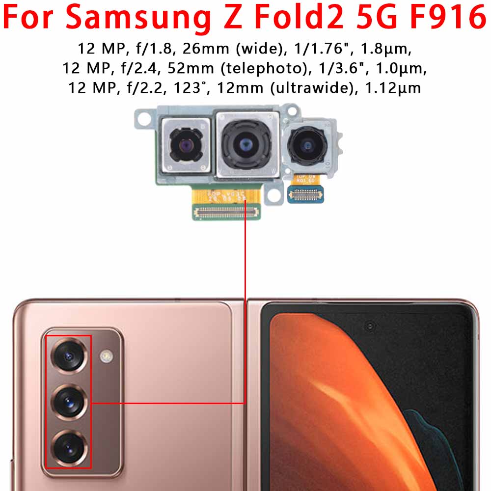 Rear Back Camera For Samsung Galaxy Z Fold Fold2 Fold3 Fold4 Fold5 5G Camera Module Backside View Replacement Spare Parts