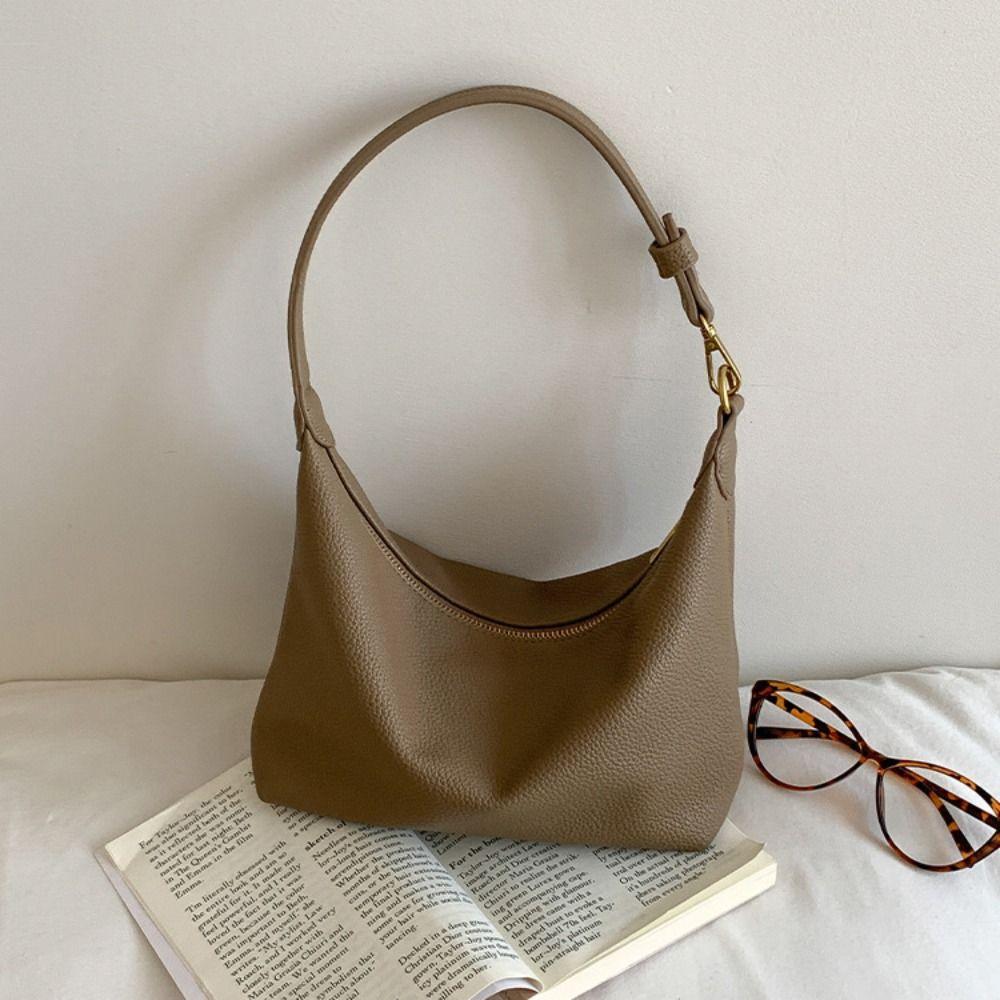 Solid Color PU Hobo Bag Korean Style PU Dumpling Bag Elegant French Style Handbag  Autumn