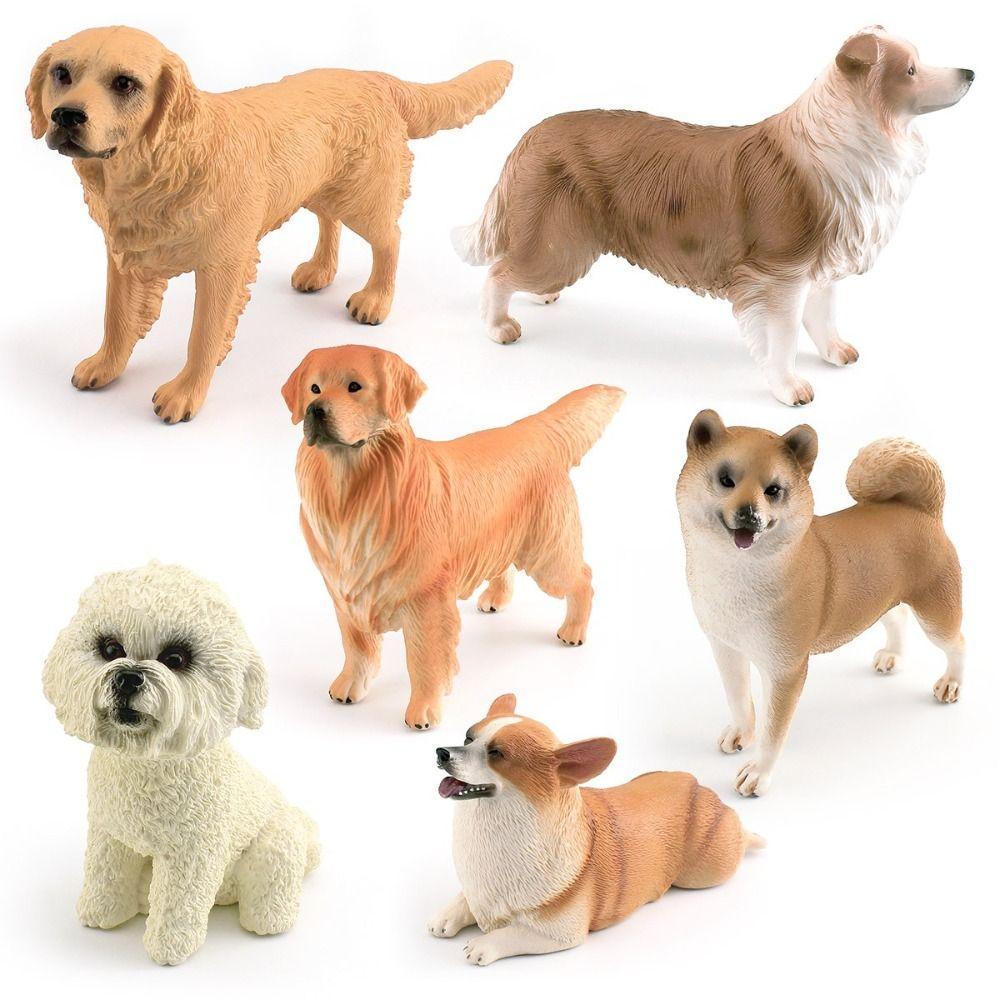 Exquisite PVC Farm Dogs Model Teddy Dog Shiba Inu Corgi Lifelike Realistic Pet Figurines Puppy Action Figures Desktop Ornament