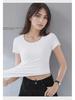 Korean Style Avocado Green Crew Neck Women's Slim Fit Cotton T-Shirt