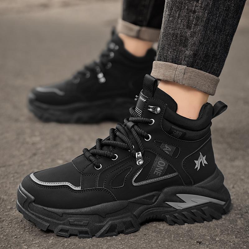 2025 New Men Outdoor Fashion Versatile Thick Sole Shoes Anti Slip High Top wear-resistant Sports Work Shoes Travel Casual Shoes