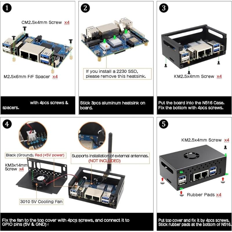 Metal Enclosure Aluminum Heatsink Access Housing Replacement for RV2 N516 Expansion Board Accessories