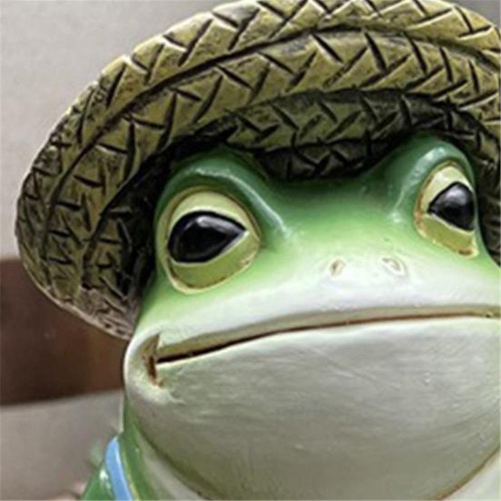 Froskestatue Levende Utseende Værbestandig Utsøkt utførelse Frog Yard Kunstharpiksskulptur for plenpynt