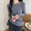 Solid Color Slim Minimalist Top Women Knit Sweater Spring Korean Style Elegant Base Layer Long Sleeve Slimming Shirt