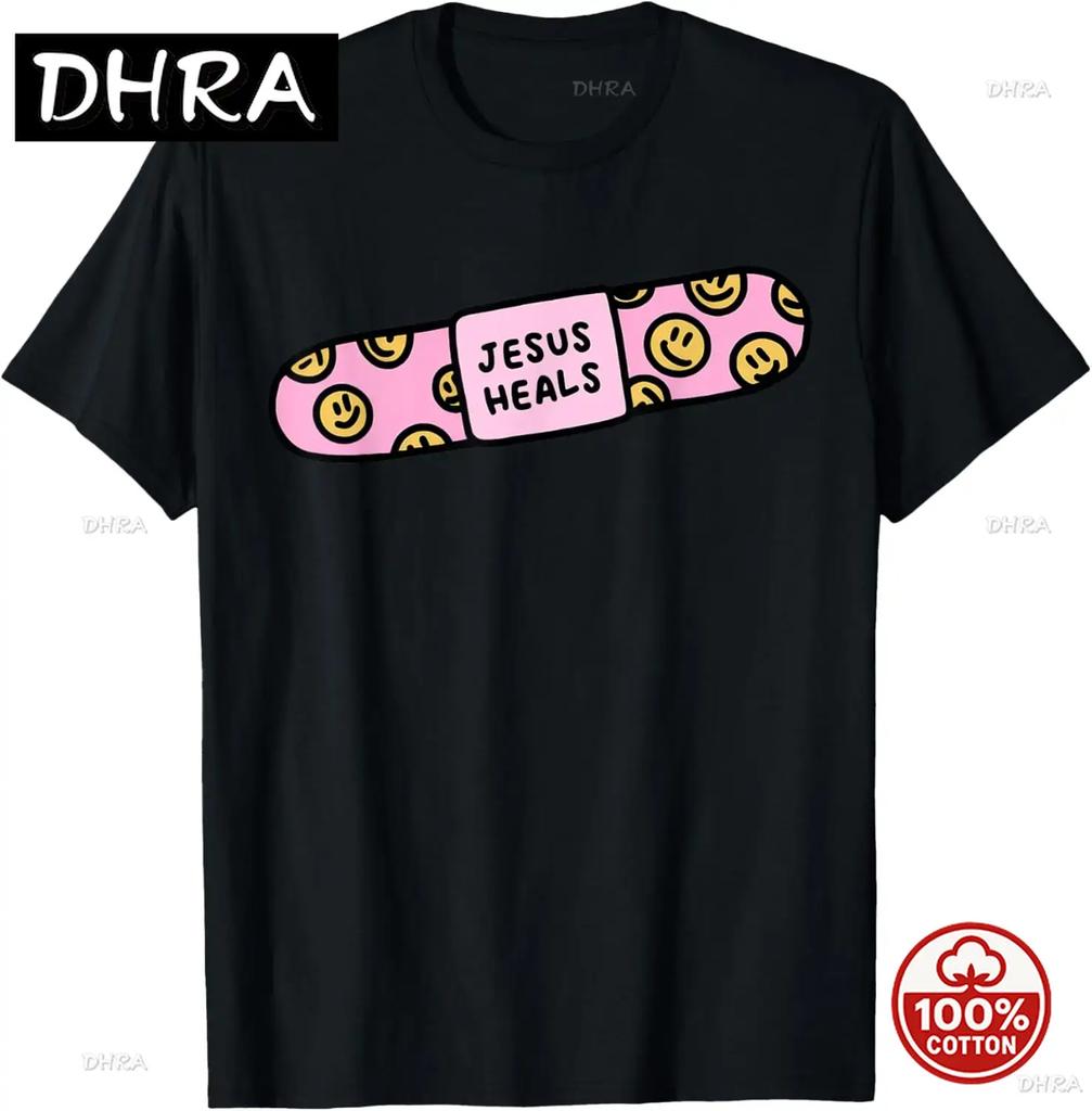 Jesus Heal Funny Christian Faith Healer Healing Tshirt Print Original Design Gifts Unisex Loose Cotton Vintage Camisas Tshirts