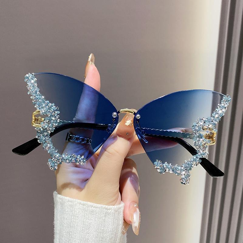 High-end Rhinestone Oversized Butterfly Sunglasses for Women, Sunshade Sunglasses, UV Protection Glasses