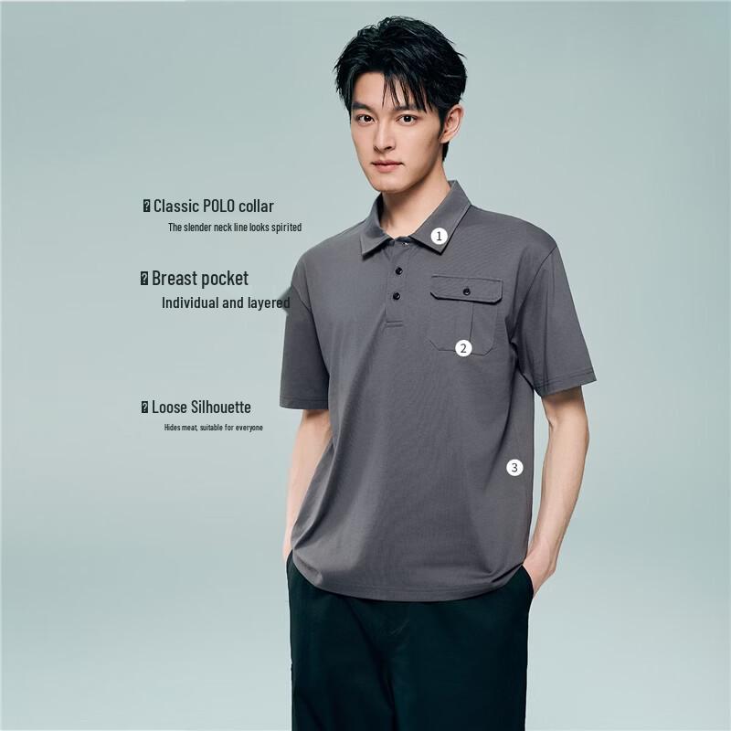 GIORDANO Men's Moisture-Wicking Workwear Pocket Polo Shirt