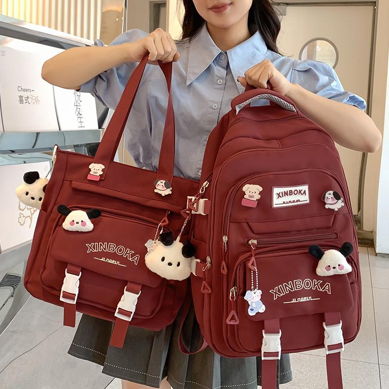 Schoolbags for College Girls Simple and Cute Large Capacity High School Junior High School Students Two Piece Backpack Bag