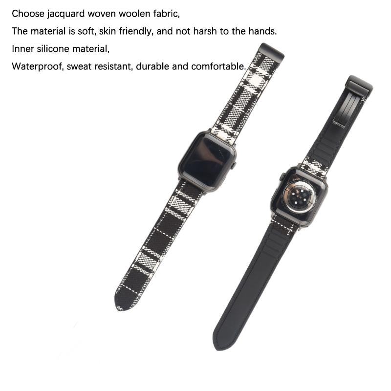 Watchband Silicone+ Woolen Woolen Fabric Strap For Apple Watch Band 49mm 44mm 45mm 42mm 40mm Accessories Bracelet for iWatch Ultra Series