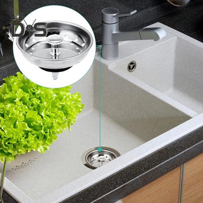 2 Pcs Sink Covers Stainless Steel Filter Anti-clog with Center Knob Rubber Stopper Bottom Kitchen Dual Use Sink Drain Strainer Sink Drain Stoppers