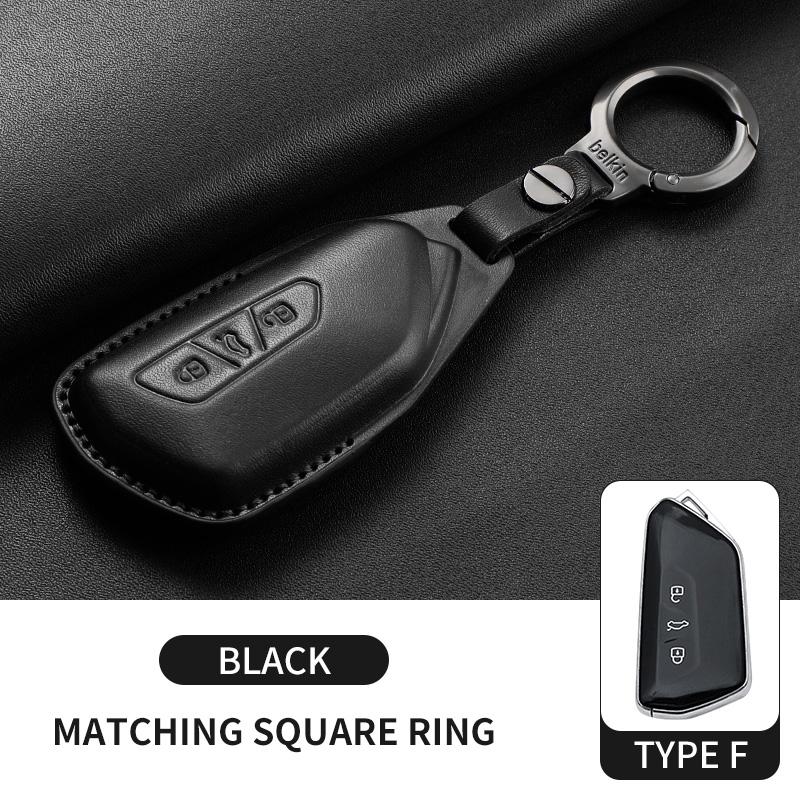 Leather Car Key Case Cover Shell Fob For Vw Volkseagen Passat B8 Magotan For Skoda Superb A7 Kodiaq Seat Protected Keychain Bag