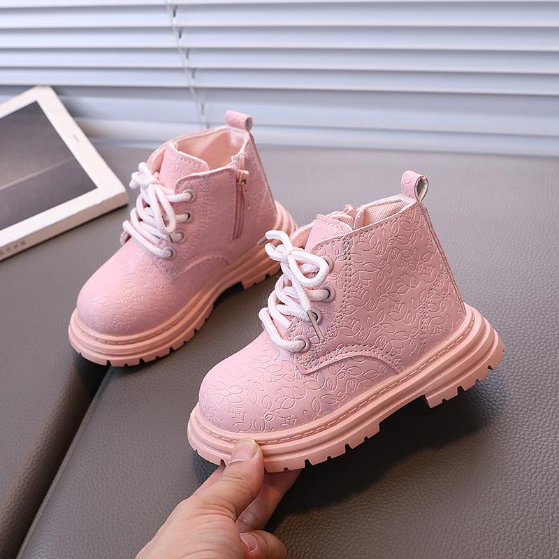 Children Short Boots for Girl Spring Autumn New Little Princess Embossed Floral Versatile Soft Baby Sweet Kids Shoes I06189