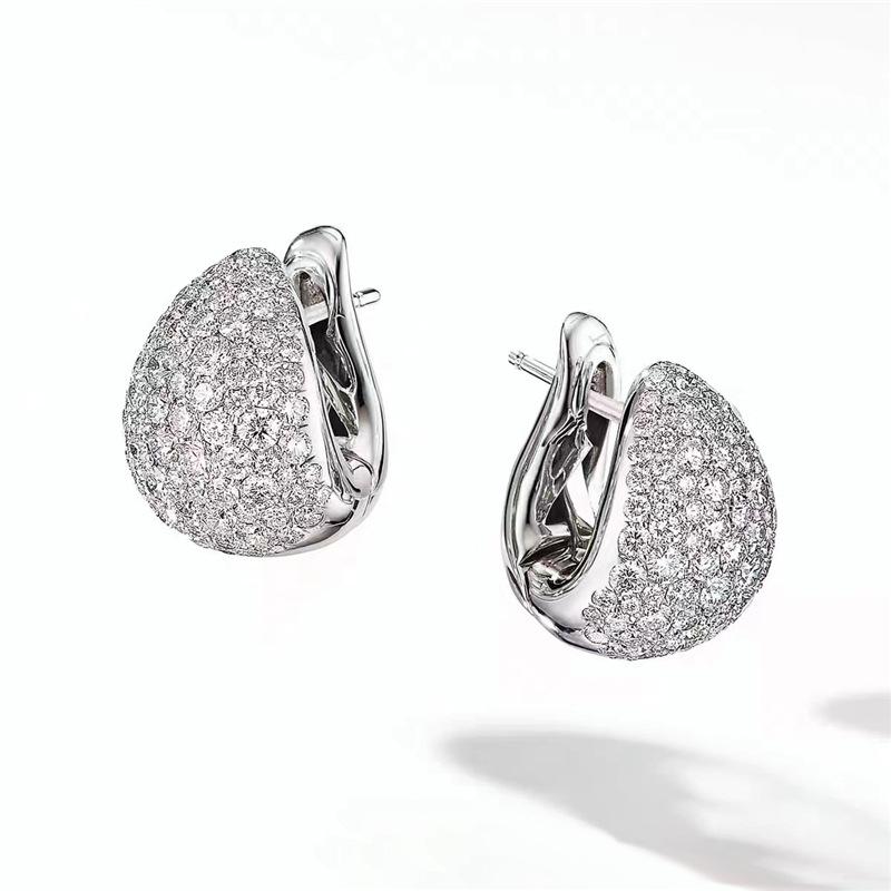 Fan High-End Stud Earrings Women S Light Luxury Niche Design Temperament Earrings Inlaid With Diamond Earrings