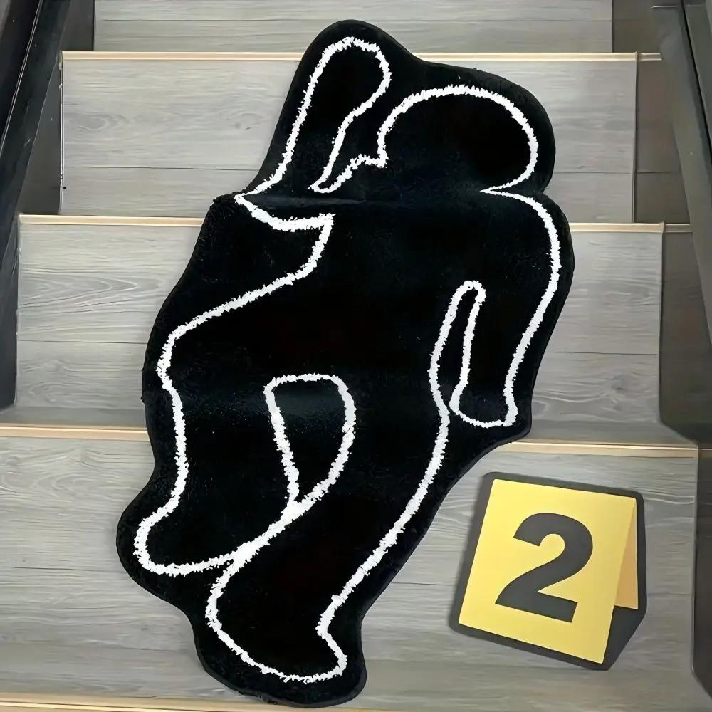 

Abstract Human-Shaped Carpet Anti-Slip Area Entrance, Living Room Floor Mat, Bedroom Bedside Rug, Home Decoration 45x110cm 17.7x43inch