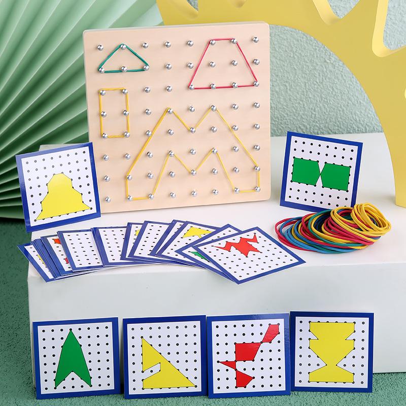 Montessori Graphic Nail Board Creative Jigsaw Puzzle Toy Animal Geometry Maths Teaching Aid Children Early Education Toy For Kid