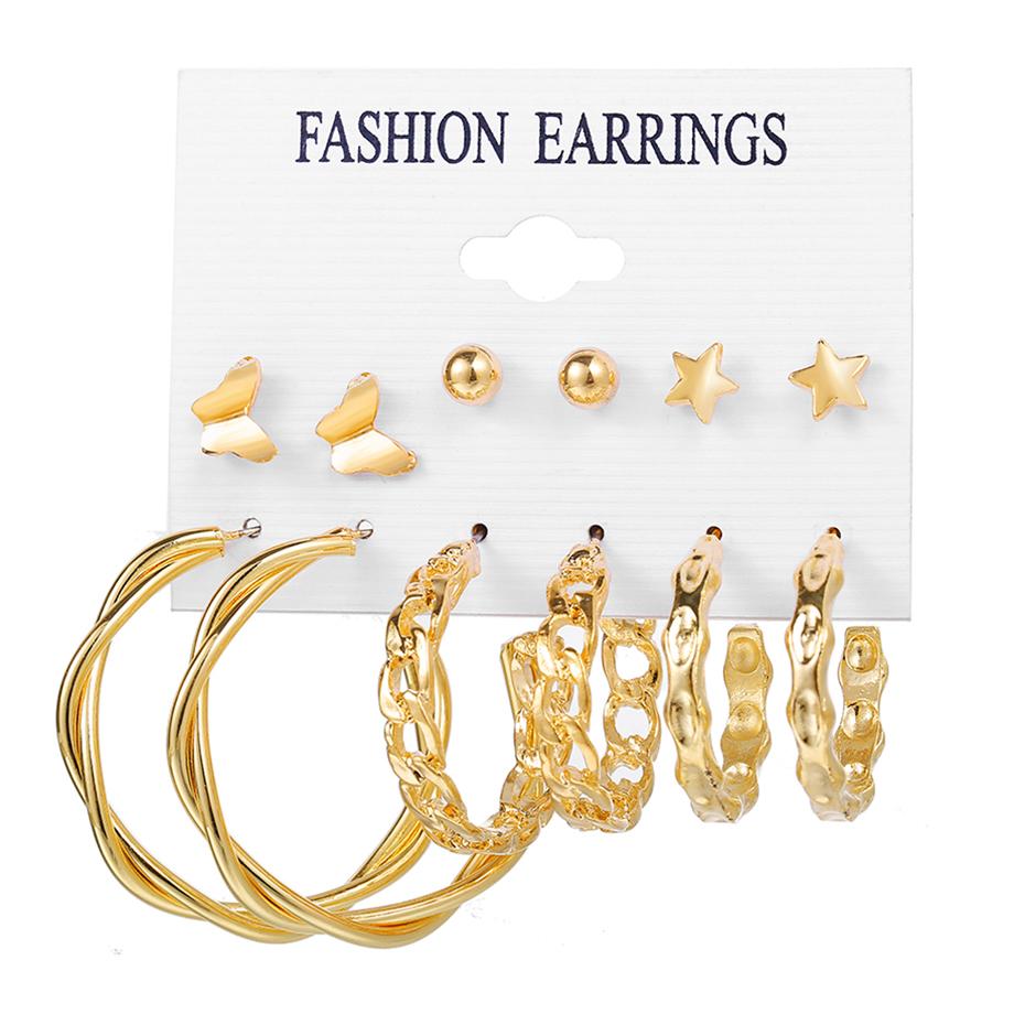 IF ME Retro Butterfly Tassel Pearl Earrings Set Elegant Gold Earring Women Fashion Jewelry Accessories