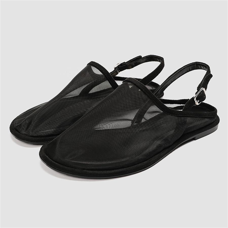 Transparent Mesh Women Sandals Comfortable Flats Walking Shoes Ladies Summer Closed Toe Slingback Sandalias Mujer Casual Loafers