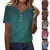 Women's T Shirt Print Button Short Sleeve Daily Weekend Fashion Basic V- Neck Regular Top