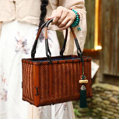Bamboo Woven Handbag: Portable Tea Ceremony Gift Bag