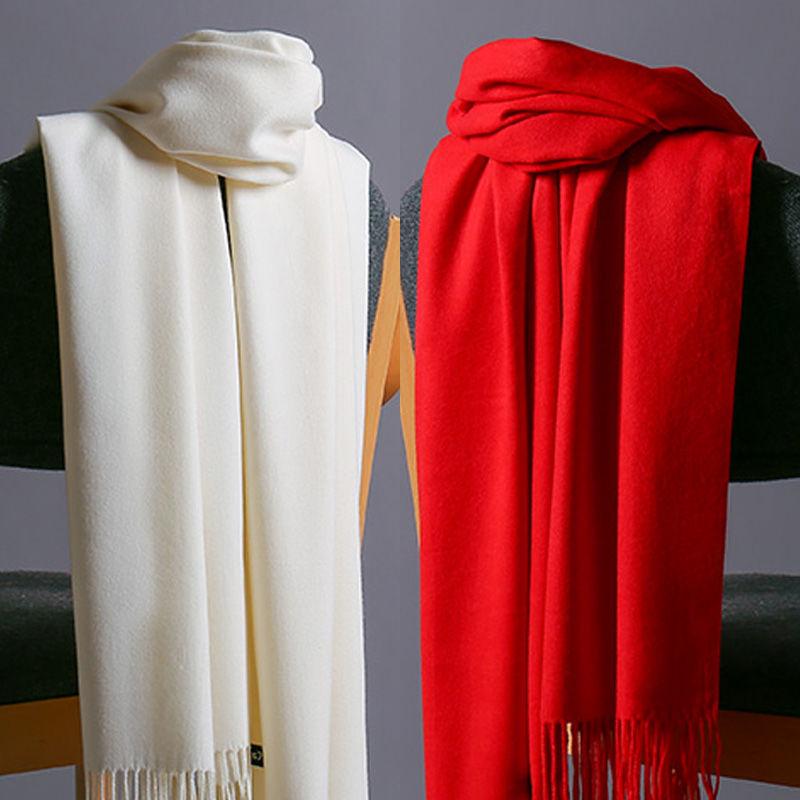 Two-Life Women's Solid Color Imitation Cashmere Scarf - Korean Style, Two-Way Shawl & Neck Gaiter for Autumn/Winter.