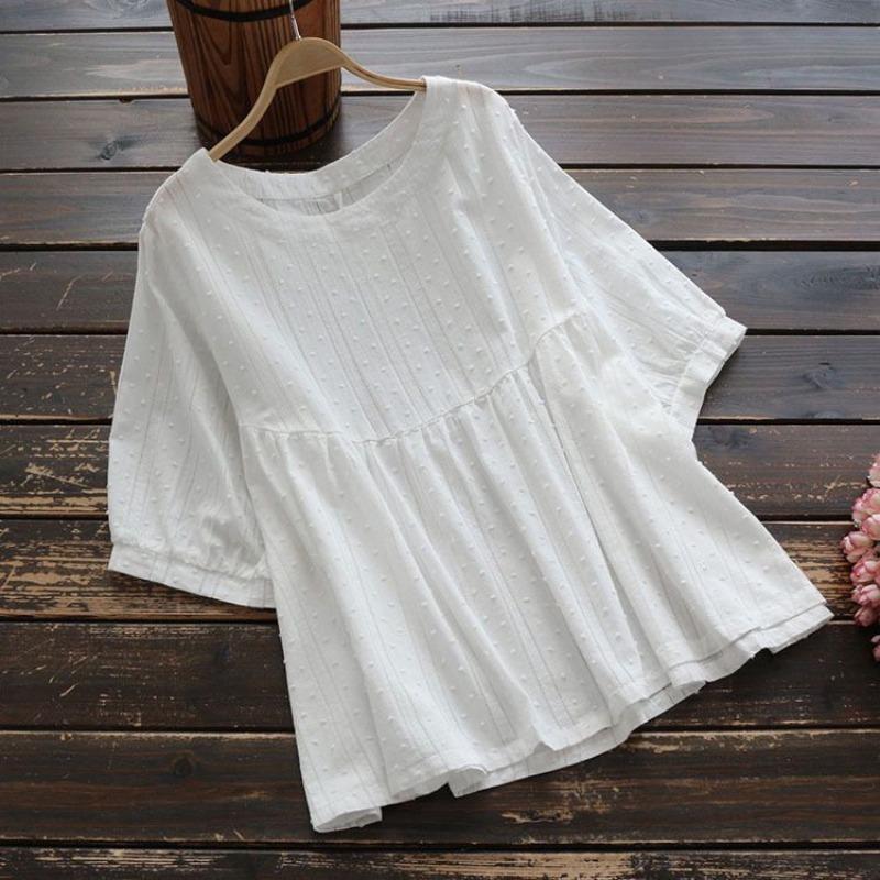 BITCED Women's Fashion Casual Solid Color Print Short Sleeve O-Neck Blouses & Shirts