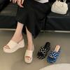 Blue Heels Sandals Women Slippers Beige Flowers Platform Chunky Heels 9cm Sandals Summer Shoes Women Zapatos De Mujer 2025