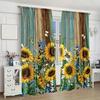 Set Of 2 Sunflower Butterfly Wood Board Pattern Printed Curtains Window Decorations Home Room Curtain Polyester