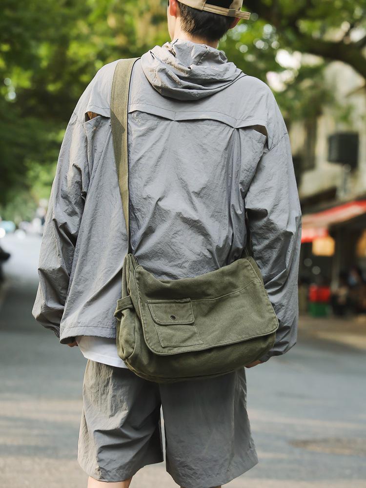 Plátěná crossbody taška v japonském stylu - Unisex ležérní jednoramenná messenger taška pro studenty