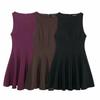 European American Women's Clothing Fashionable Round Collar Sleeveless Skirt Dress