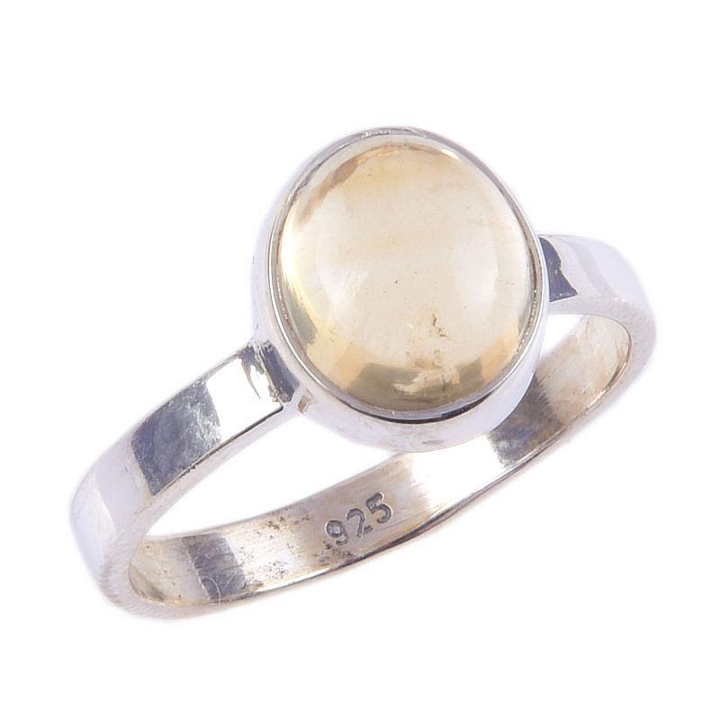 Natürlicher Citrin Edelstein Handarbeit 925 Sterling Silber Ring Größe 6 m8G17