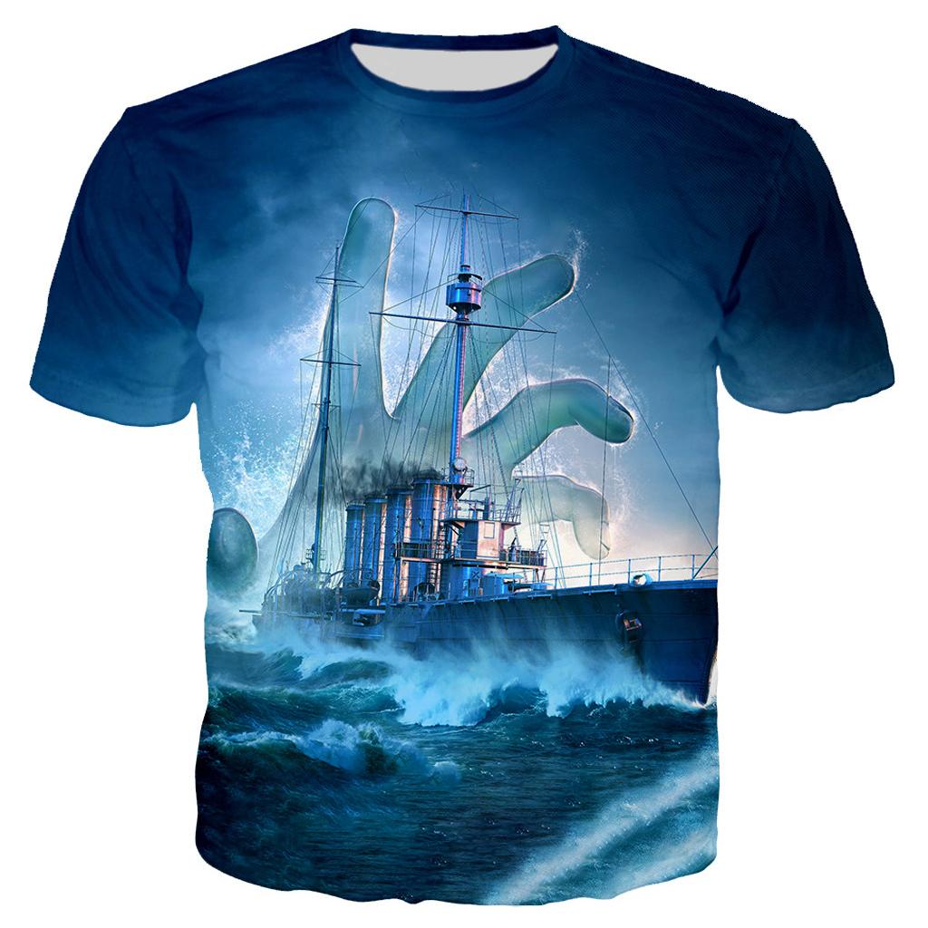 Warship 3D Printed T-shirt Men Women Summer Fashion Casual Short Sleeve Unisex Harajuku Streetwear Oversized Cool Tops Tees