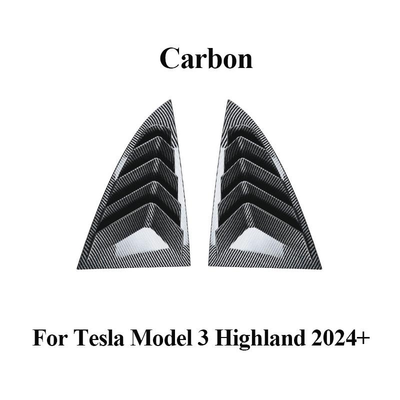 For Tesla Model 3 2017-2024 Highland 2024+ Car Rear Side Window Louvers Side Blind Triangle Window Scoop Louvers Shutter Covers