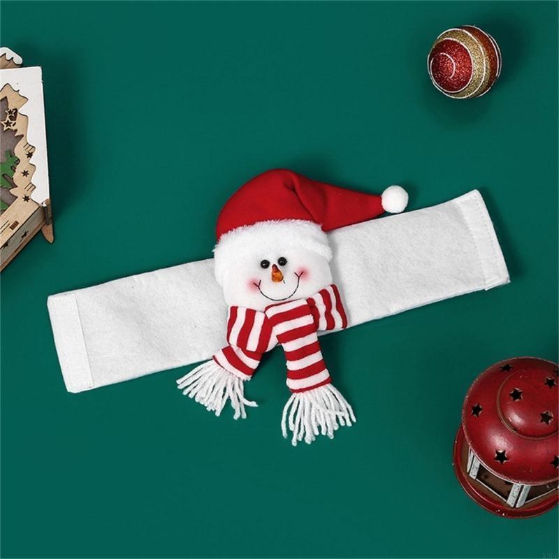 4Pcs Santa Ornament Plush Curtain Tieback Holiday Curtain Holder Xmas Plush Doll Christmas Decor Curtain Clasp Belt X3UC